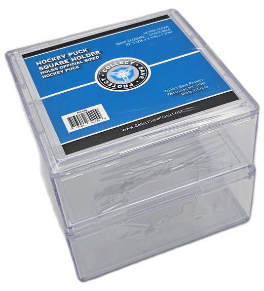 CSP Hockey Puck Square Holder 2-Pack - Stackable Display Case