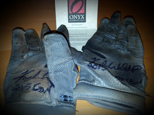 Onyx Kyle Waldrop 2015 Game Used Autographed Batting Gloves Cincinnati Reds Onyx COA