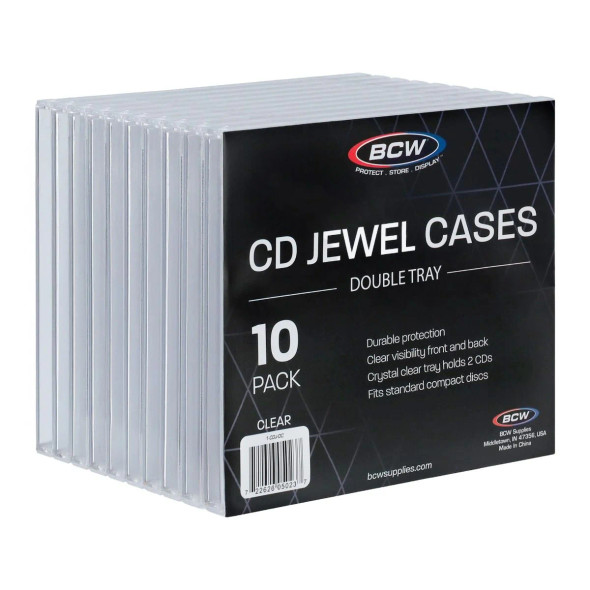 BCW CD Jewel Cases (Double Tray) For Compact Disc (10 Pack)