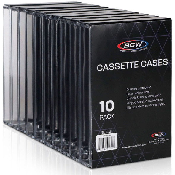 BCW Classic Black Cassette Cases For Audio Cassette Tapes (10 Pack)