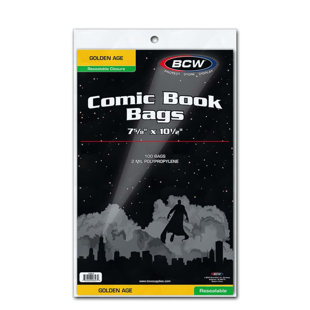 BCW Golden Age Size Resealable Comic Book Bags 100 Count Pack