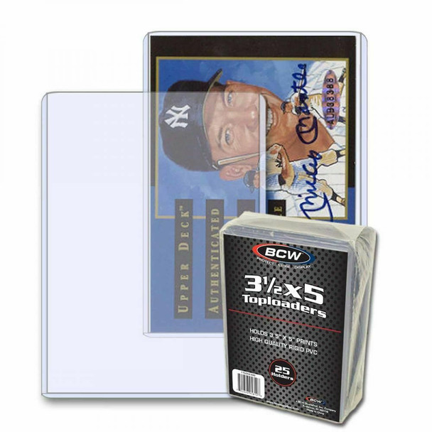 BCW 3.5 x 5 Toploaders For Cards or Prints 3 1/2 x 5 25 Count Pack