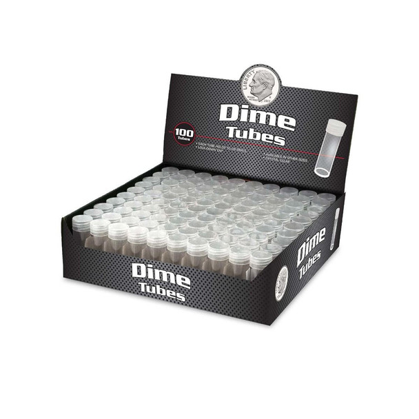 BCW Dime Size Clear Heavy Duty Coin Tubes with Screw Top
