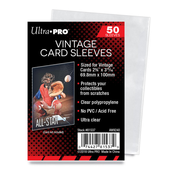 Ultra Pro Vintage Size Trading Card Sleeves 50 Count Pack For Vintage Sportscards