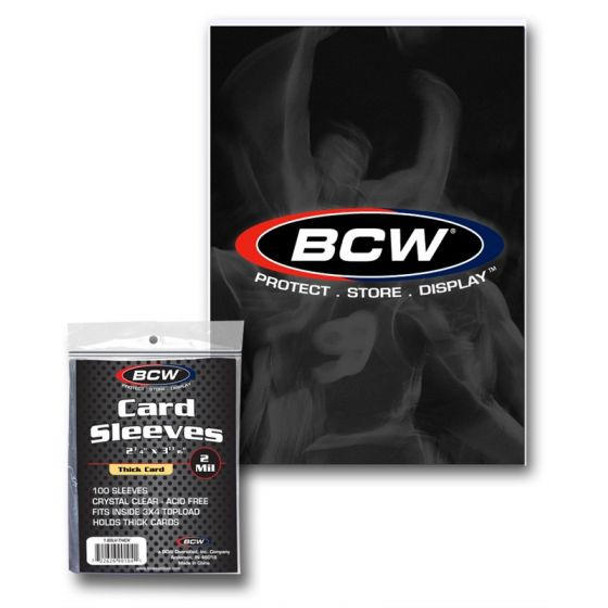 BCW Thick Card Sleeves 100 Count Pack 2 Mil For Thick Trading Cards