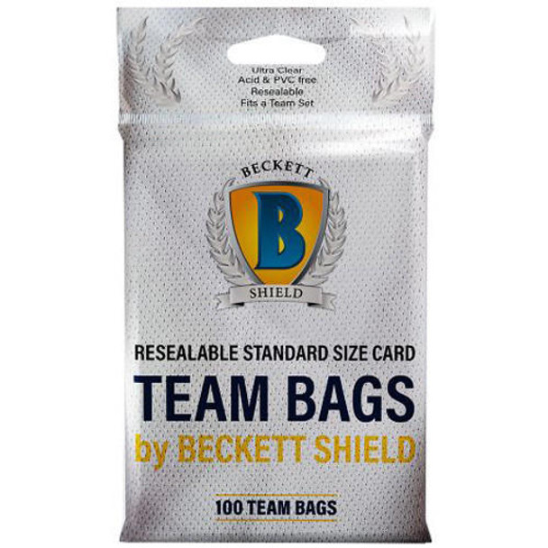 Beckett Shield Pack of 100 Beckett Shield Resealable Team Set Bags For Trading / Gaming Cards
