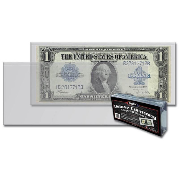 BCW Deluxe Semi Rigid Large Bill Currency Holders 50 Count Pack