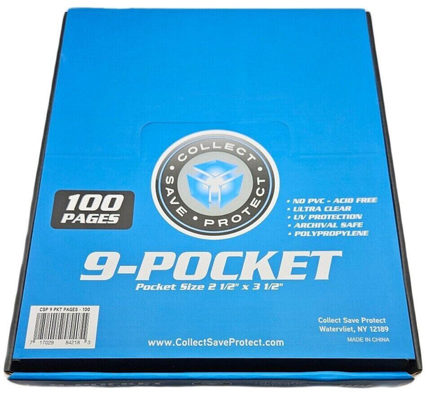 (100 Count Box) CSP 9-Pocket Trading Card Album Pages