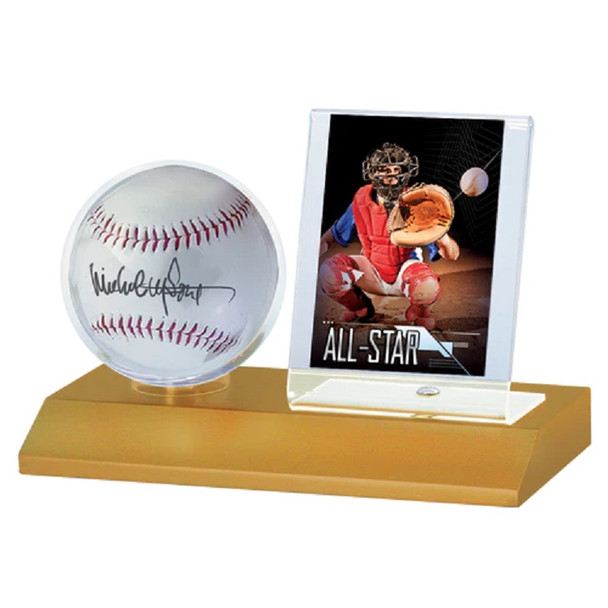 Ultra Pro Light Wood Ball & Card Display Baseball Holder