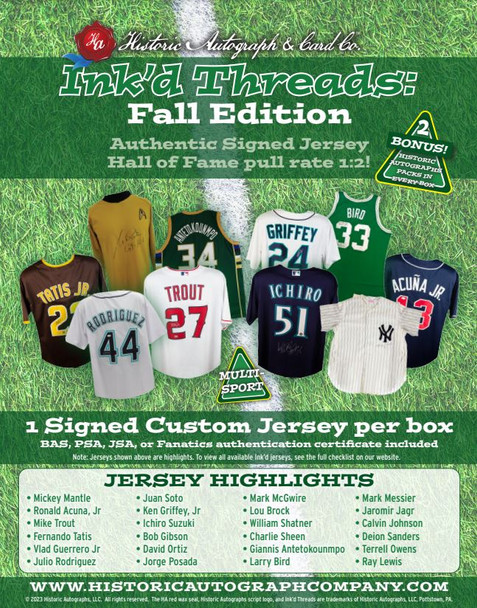 2023 Historic Autographs Ink'd Threads Multi-Sport Fall Edition Jersey Box