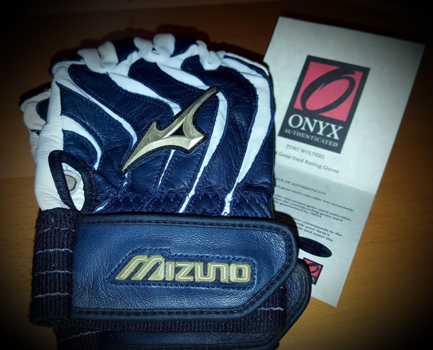 Onyx Tony Wolters 2014 Game Used Autographed Batting Gloves Onyx COA Colorado Rockies