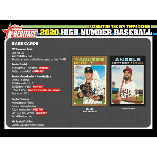 Topps 2020 Topps Heritage High Number Edition Baseball Hobby Box