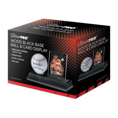 Ultra Pro Black Wood Ball & Card Display Baseball Holder Ultra Pro Black Wood Ball & Card Display Baseball Holder