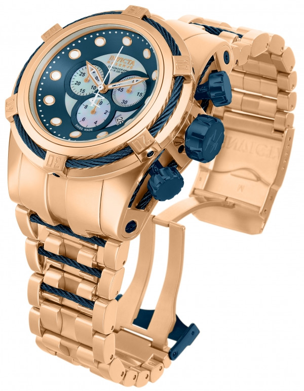Invicta 12745 Reserve Bolt Zeus Rose Gold Tone Blue Dial