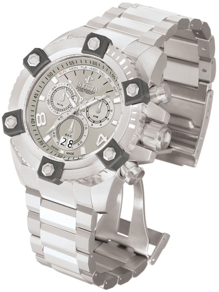 Invicta 0336 Reserve Men's Arsenal Swiss Big Date All Sliver Stainless Bracelet Watch | Free Shipping