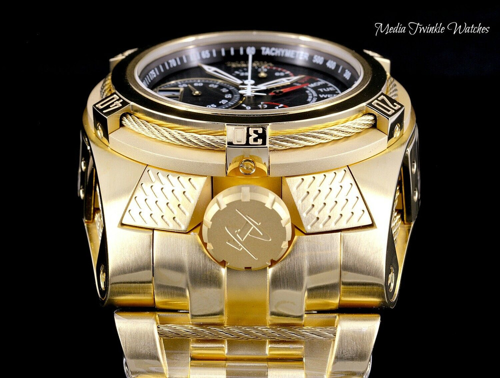 Invicta 16956 Reserve 53mm Bolt Zeus Tria Gold Tone Swiss Quartz