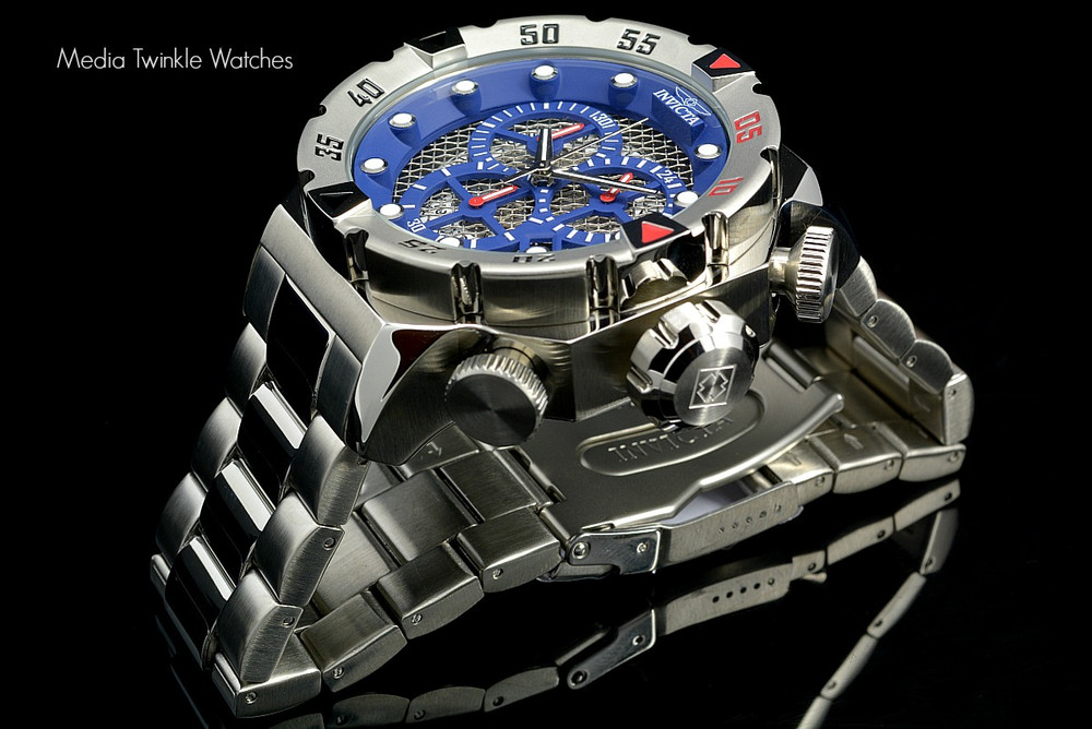 Invicta 19181 I-Force 52mm "Twisted Metal" Blue Dial Quartz Chronograph Stainless Steel Bracelet Watch | Free Shipping