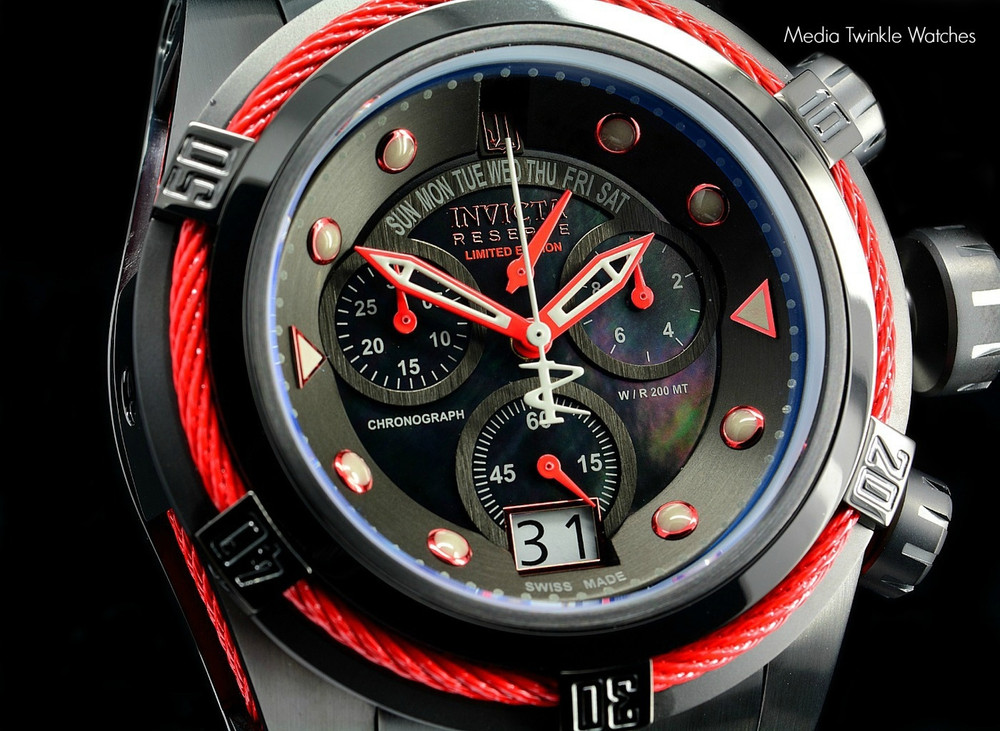 Invicta 16001 Jason Taylor Reserve Zeus Bolt Limited Edition Black M.O.P Dial Bracelet Watch w/3 Slot Dive Case | Free Shipping