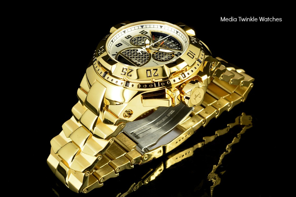 Invicta Reloj Oro Plata Hombre Gold Silver Crystal Bracelet