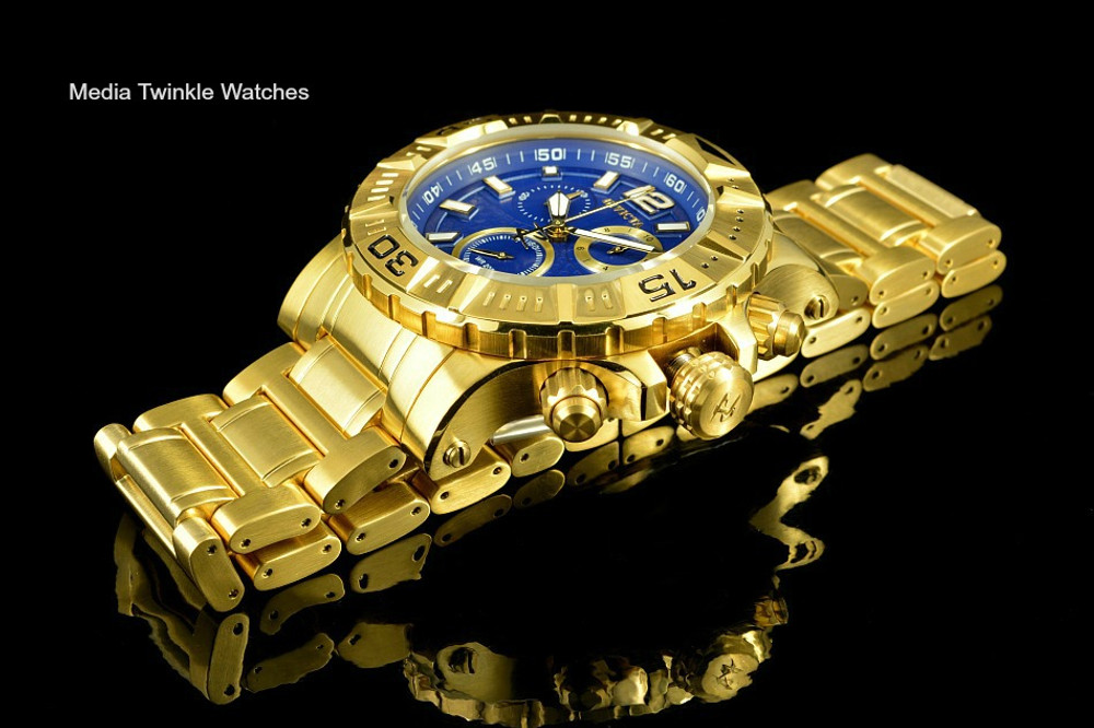 Invicta 48MM Ocean Reef 2.0 Reserve Swiss Made Chronograph 18k Gold Tone Blue Dial Bracelet Watch | Free Shipping