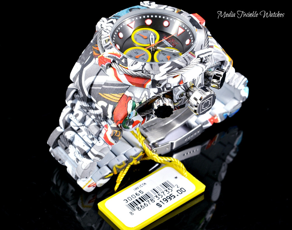 Invicta 52mm Bolt Zeus Quartz Chronograph Gray Dial GRAFFITI HYDROPLATED Bracelet Watch