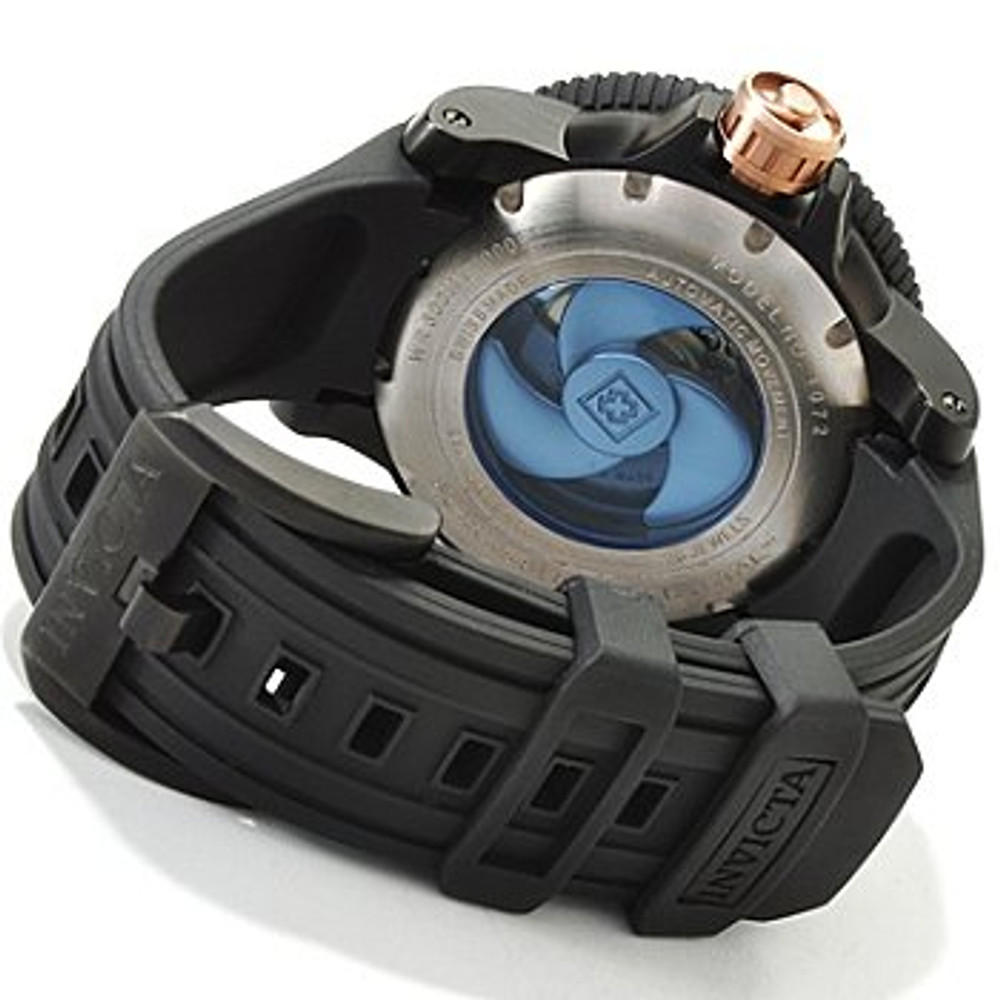 Invicta 1072 Sea Hunter Swiss Made Automatic Exhibition Black Polyurethane Strap | Free Shipping