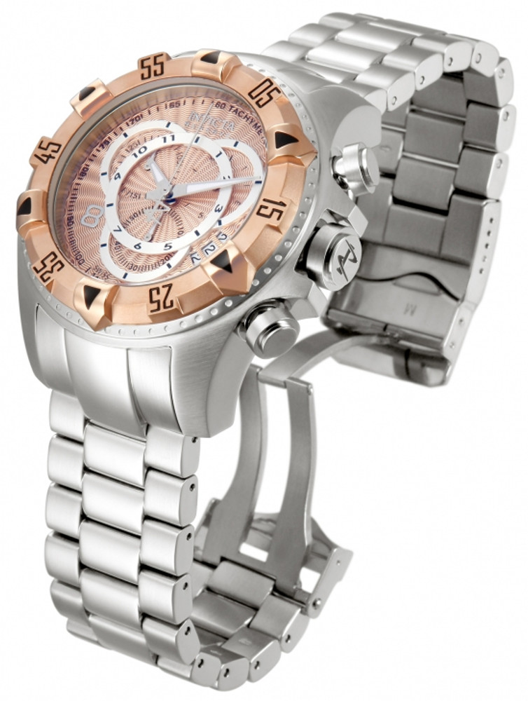Invicta 11000 Reserve Men's Excursion Rose Tone Dial Swiss Quartz Chronograph Bracelet Watch | Free Shipping