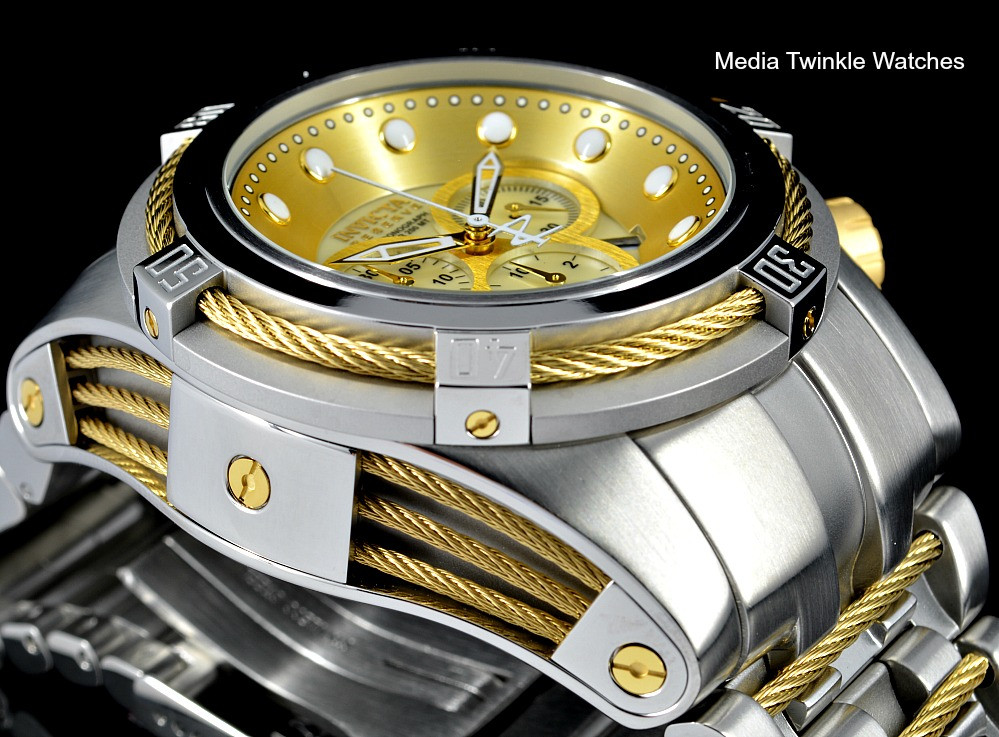 Invicta 0822 Reserve Bolt Zeus Swiss Quartz Chronograph Gold Tone Dial  Bracelet Watch | Free Shipping