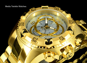 Invicta 80626 Reserve Excursion Swiss Quartz Chronograph Platinum MOP Dial Gold Plated Stainless Steel Watch | Free Shipping