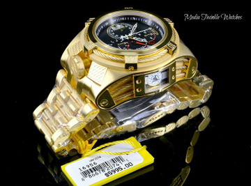Invicta 16956 Reserve 53mm Bolt Zeus Tria Gold Tone Swiss Quartz Chronograph GMT Stainless Steel Bracelet Watch | Free Shipping