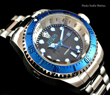 Invicta 16969 Reserve 52mm Hydromax Black Dial Blue Bezel Quartz GMT Bracelet Watch | Free Shipping