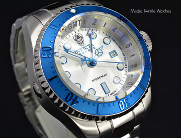 Invicta 16970 Reserve 52mm Hydromax Silver Dial Blue Bezel Quartz GMT Bracelet Watch | Free Shipping