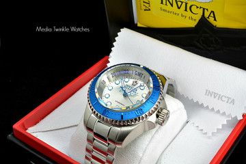 Invicta 16970 Reserve 52mm Hydromax Silver Dial Blue Bezel Quartz GMT Bracelet Watch | Free Shipping