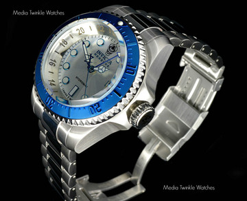 Invicta 16970 Reserve 52mm Hydromax Silver Dial Blue Bezel Quartz GMT Bracelet Watch | Free Shipping