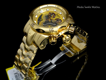Invicta 14462 Reserve 52mm Venom Swiss Quartz Chronograph 5040F Gold Tone Black Dial Watch | Free Shipping