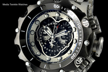 Invicta 16809 Reserve VENOM Hybrid Silver Tone Black Bezel 5040F Swiss Quartz Chronograph Bracelet Watch | Free Shipping