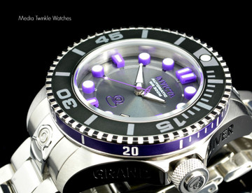 Invicta 19801 Grand Diver 2 Gen II 47mm Automatic Charcoal Dial Purple Bezel Stainless Steel Bracelet Watch | Free Shipping