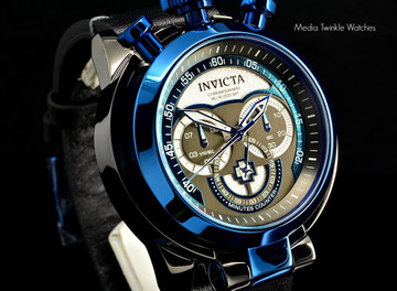Invicta 18772 I Force Admiral 52mm Quartz Chronograph Blue & Gunmetal Dial Leather Strap Watch | Free Shipping