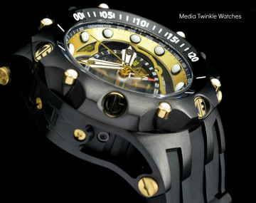 Invicta 20430 Reserve 52MM VENOM Hybrid Black & Gold Tone 5040F Swiss Quartz  w/Black POLYURETHANE Watch | Free Shipping