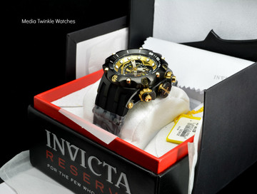 Invicta 20430 Reserve 52MM VENOM Hybrid Black & Gold Tone 5040F Swiss Quartz  w/Black POLYURETHANE Watch | Free Shipping