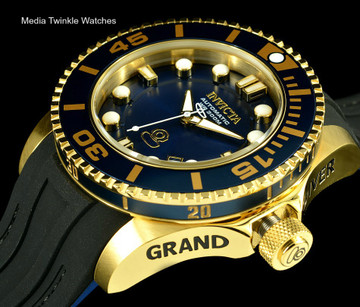 Invicta 20203 Grand Diver 2 Gen II 47mm Automatic Navy Blue Dial Gold Tone Bezel Polyurethane Strap Watch | Free Shipping