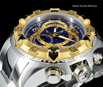 Invicta 11004 Reserve Men's Excursion Blue Dial Gold Tone Bezel Swiss Quartz Chronograph Bracelet Watch | Free Shipping