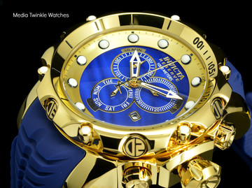 invicta 20402 Sea Dragon Gen. II Swiss Made Chronograph Blue Dial 18k Gold Tone Case Silicon Strap Watch | Free Shipping