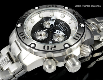 Invicta Reserve 52mm Hydromax SWISS CHRONOGRAPH Black Silver Dial Bracelet Watch