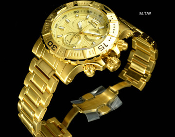 Invicta 48MM Ocean Reef Reserve Swiss Made Chronograph 18k Gold Tone Bracelet Watch | Free Shipping