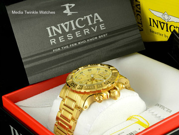 Invicta 48MM Ocean Reef Reserve Swiss Made Chronograph 18k Gold Tone Bracelet Watch | Free Shipping