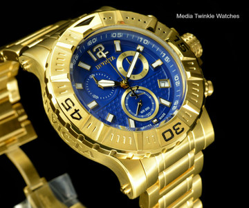 Invicta 48MM Ocean Reef 2.0 Reserve Swiss Made Chronograph 18k Gold Tone Blue Dial Bracelet Watch | Free Shipping