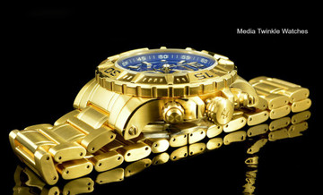 Invicta 48MM Ocean Reef 2.0 Reserve Swiss Made Chronograph 18k Gold Tone Blue Dial Bracelet Watch | Free Shipping