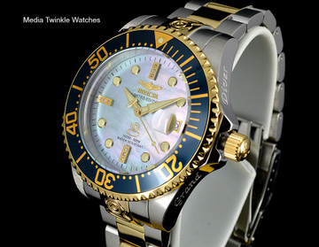Invicta 47mm Grand Diver Automatic Diamond Accented Platinum M.O.P Dial  Bracelet watch - 22026