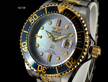 Invicta 47mm Grand Diver Automatic Diamond Accented Platinum M.O.P Dial  Bracelet watch - 22026